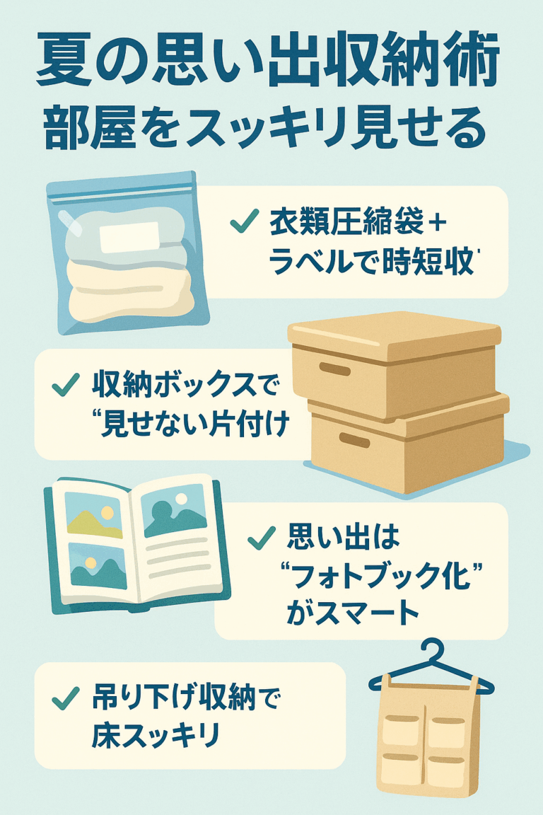 夏の思い出収納術！部屋をスッキリ見せるコツ