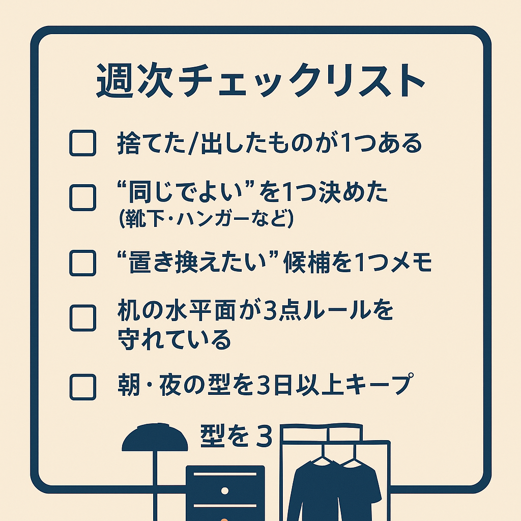 クワイエット・アゲ｜週次チェックリスト（5分で回せる項目）